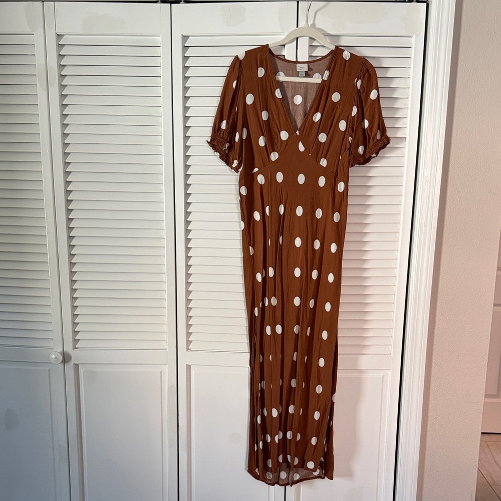 Brown Polka Dot Maxi Dress